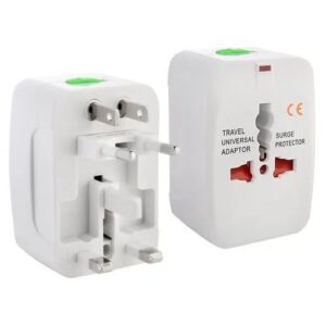 International universal travel adaptor power plug with multiple socket types for worldwide use